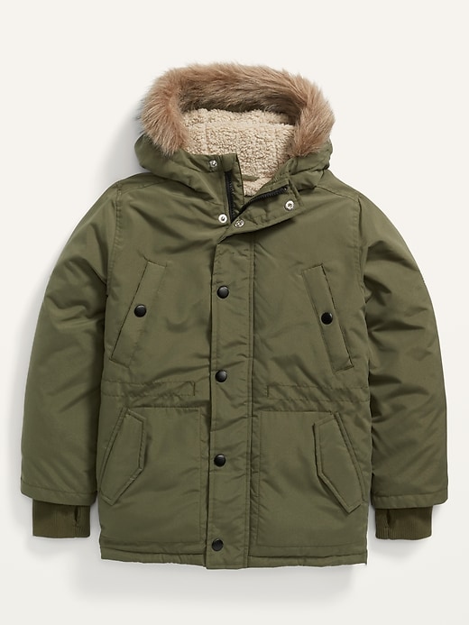 View large product image 1 of 1. Go-Warm Faux-Fur-Trim Hooded Parka Coat For Boys