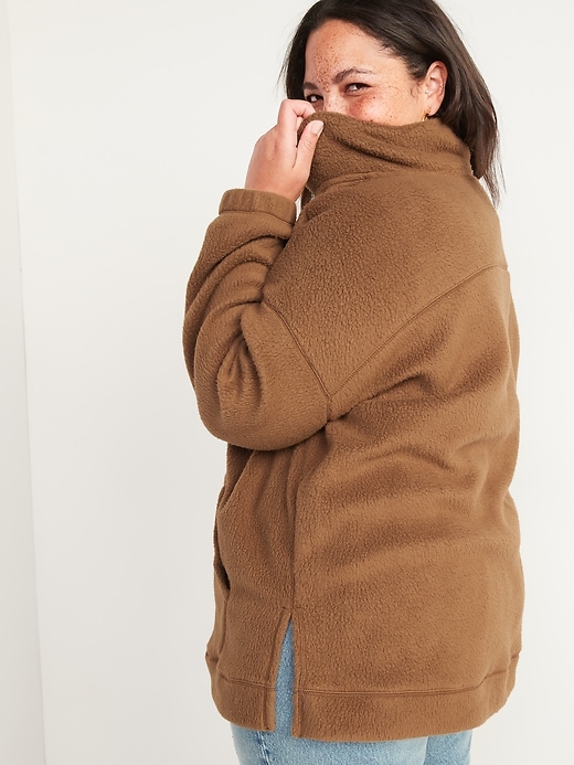 Image number 8 showing, Oversized Sherpa Quarter-Zip Tunic Sweatshirt for Women