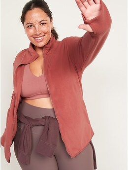 Microfleece Mock-Neck Zip-Front Jacket for Women