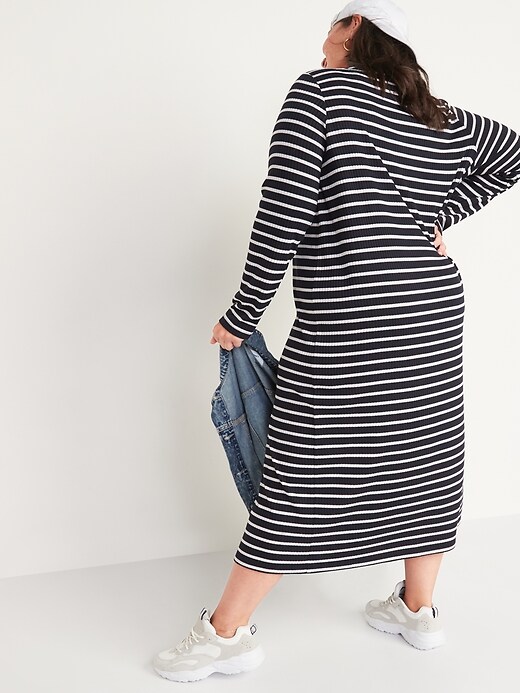 Image number 8 showing, Striped Rib-Knit Cardigan Sweater Midi Dress for Women