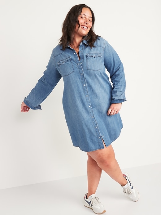 Image number 7 showing, Western Jean Shirt Dress for Women