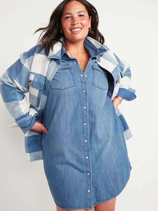 Image number 3 showing, Western Jean Shirt Dress for Women