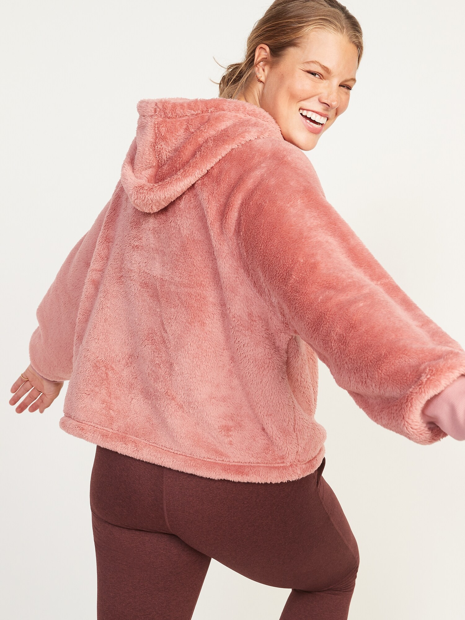 Loose Plush Sherpa Hoodie for Women