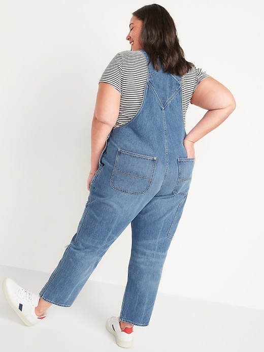 Image number 8 showing, Slouchy Straight Distressed Workwear Jean Overalls for Women