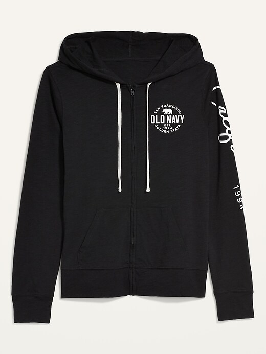 Image number 4 showing, Logo-Graphic Lightweight Zip-Front Hoodie for Women