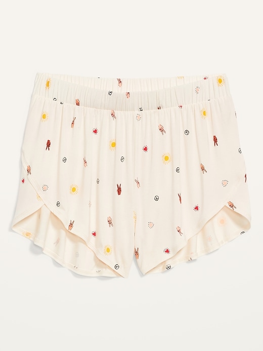 Image number 4 showing, High-Waisted Sunday Sleep Ultra-Soft Dolphin-Hem Pajama Shorts -- 3-inch inseam
