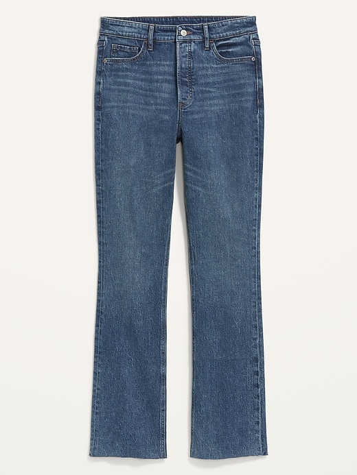 Image number 4 showing, Extra High-Waisted Button-Fly Kicker Boot-Cut Ripped Cut-Off Jeans for Women