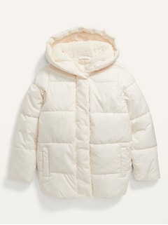 Sherpa Hooded Puffer Jacket for Girls