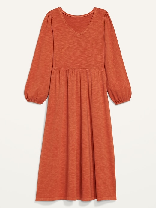 Image number 4 showing, Long-Sleeve Fit & Flare Slub-Knit Midi Dress for Women