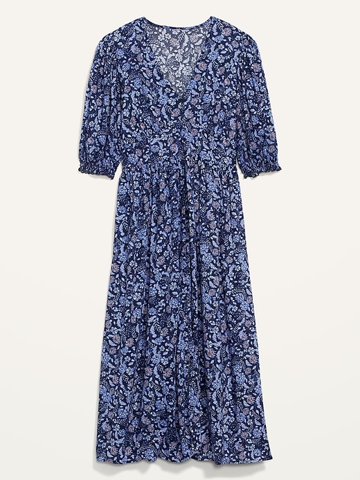 Blue floral print midi dress best sale