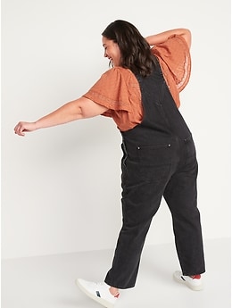 Slouchy Straight Black Jean Overalls for Women | Old Navy