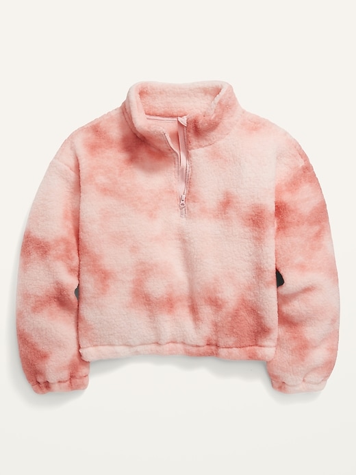 View large product image 1 of 2. Cozy Sherpa Cropped Quarter-Zip Sweatshirt for Girls