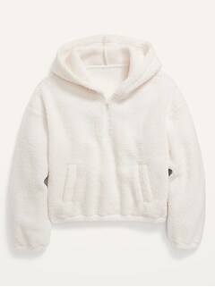 Cozy Sherpa Quarter-Zip Pullover Hoodie for Girls