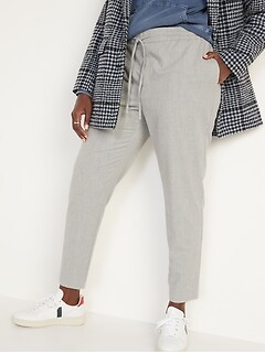 High-Waisted Brushed-Twill Ankle Pants for Women