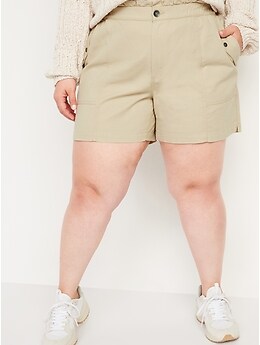 High-Waisted Twill Utility Shorts for Women -- 4.5-inch inseam