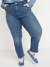 High-Waisted Medium-Wash Straight Jeans 