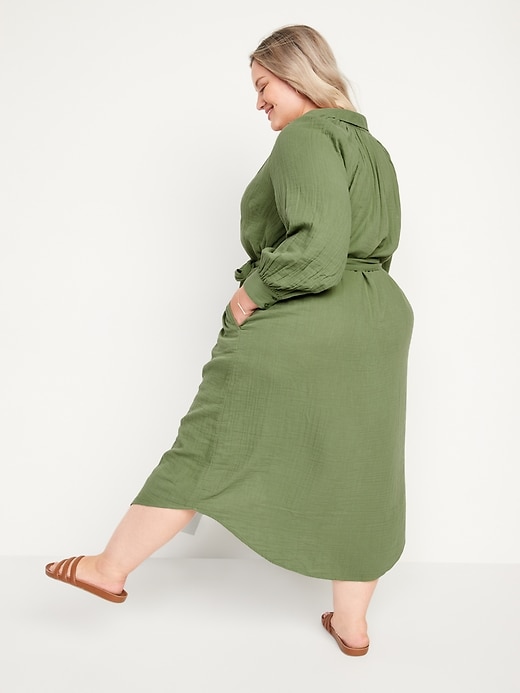 Image number 8 showing, Long-Sleeve Waist-Defined Midi Dress for Women