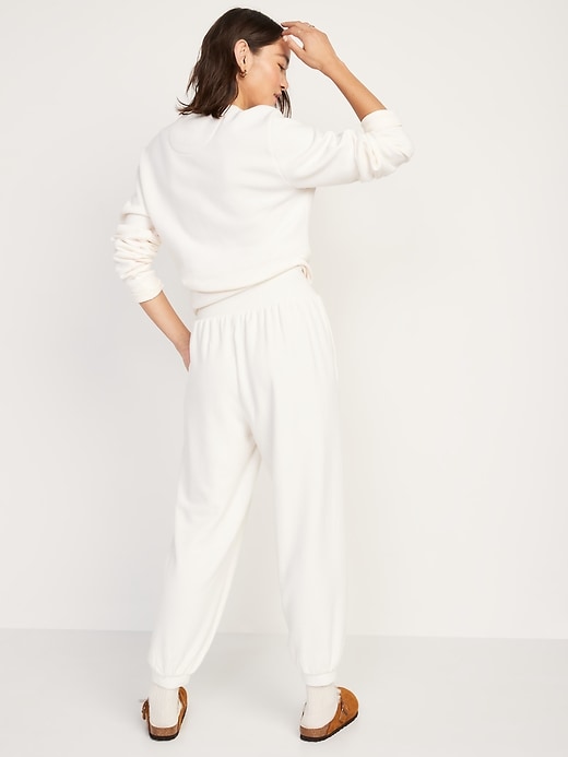 Image number 6 showing, High-Waisted Cozy-Knit Ankle Jogger Sweatpants