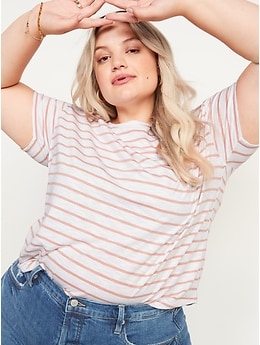 Loose Easy Striped Crew-Neck T-Shirt for Women