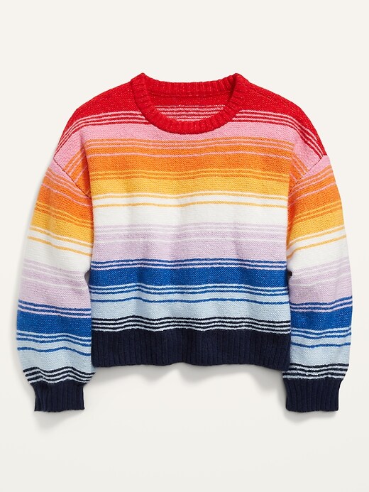 Old Navy - Textured Striped Blouson-Sleeve Sweater for Girls