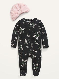 Footed Sleep & Play One-Piece & Beanie Layette Set for Baby