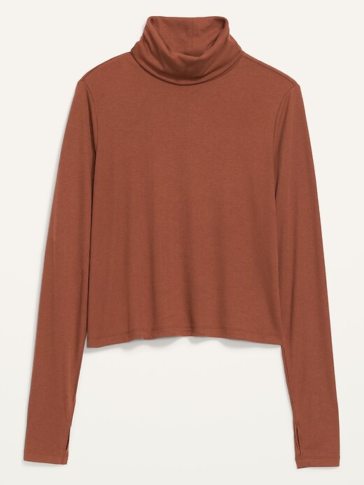 Image number 4 showing, UltraLite Performance Cropped Ribbed Turtleneck Top for Women