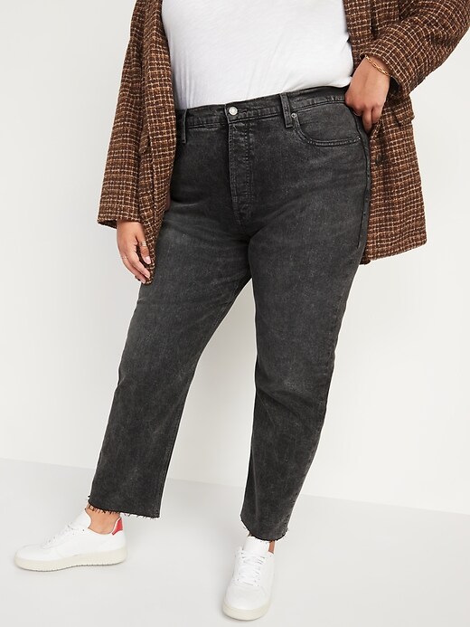 Image number 7 showing, Extra High-Waisted Sky Hi Straight Button-Fly Cut-Off Jeans for Women