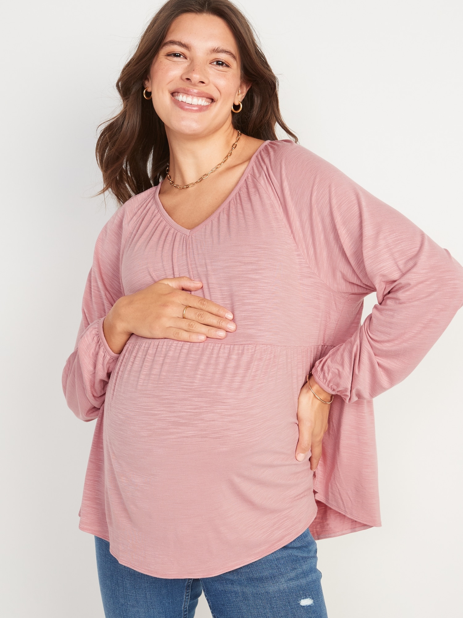 Maternity JerseyKnit WaistDefined Top Old Navy