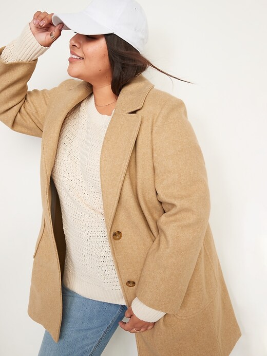 Image number 3 showing, Oversized Soft-Brushed Button-Front Coat for Women