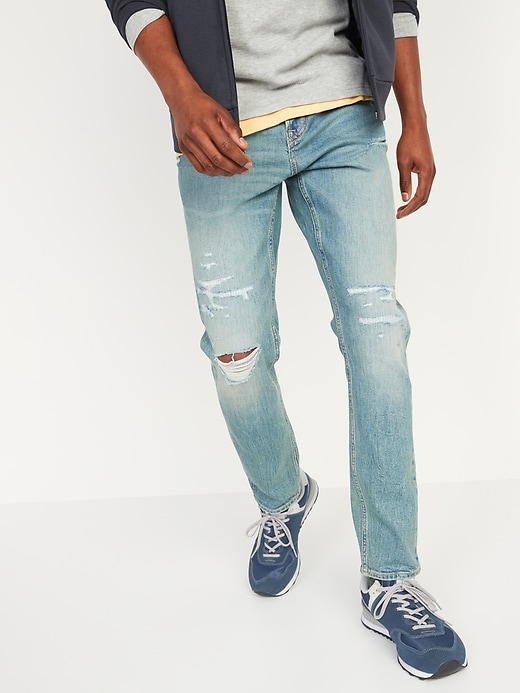 Old Navy - Relaxed Slim Taper Built-In Flex Ripped Jeans for Men