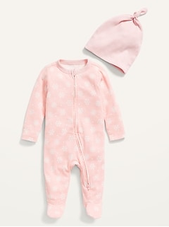 Unisex Sleep & Play Footed One-Piece and Beanie Set for Baby