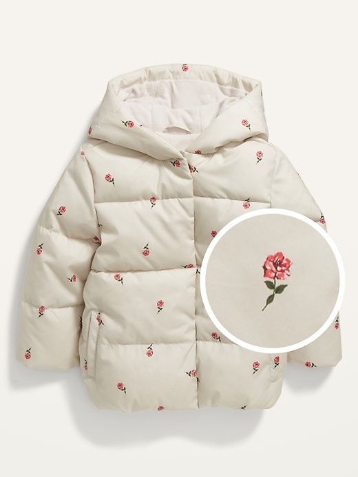 View large product image 1 of 1. Water-Resistant Frost-Free Hooded Puffer Jacket for Toddler Girls