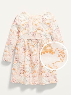 Long-Sleeve Fit & Flare Printed Dress for Toddler Girls