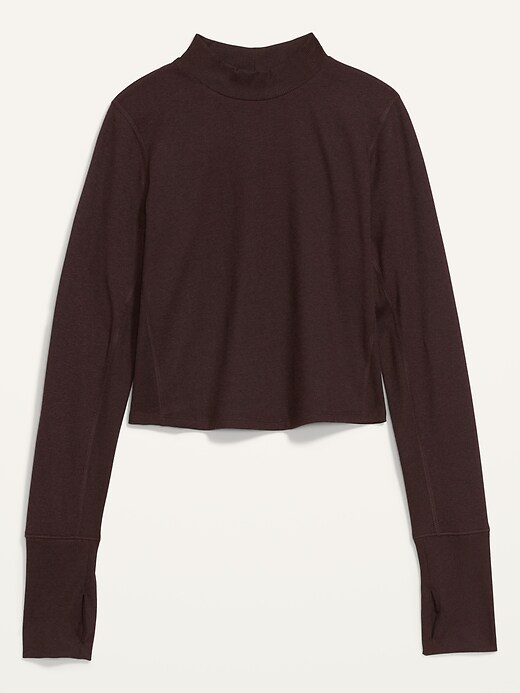 Image number 4 showing, CozeCore Long-Sleeve Cropped Rib-Paneled Top for Women