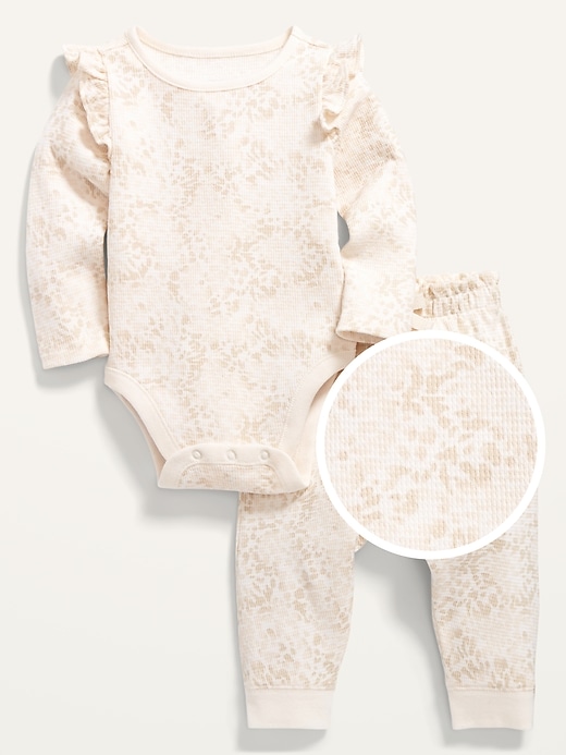 View large product image 1 of 2. 2-Piece Long-Sleeve Thermal Bodysuit and U-Shaped Pants Set for Baby