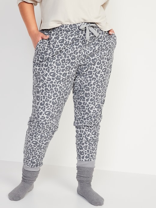 Image number 1 showing, Matching Printed Flannel Jogger Pajama Pants for Women