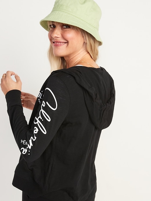 Image number 2 showing, Logo-Graphic Lightweight Zip-Front Hoodie for Women