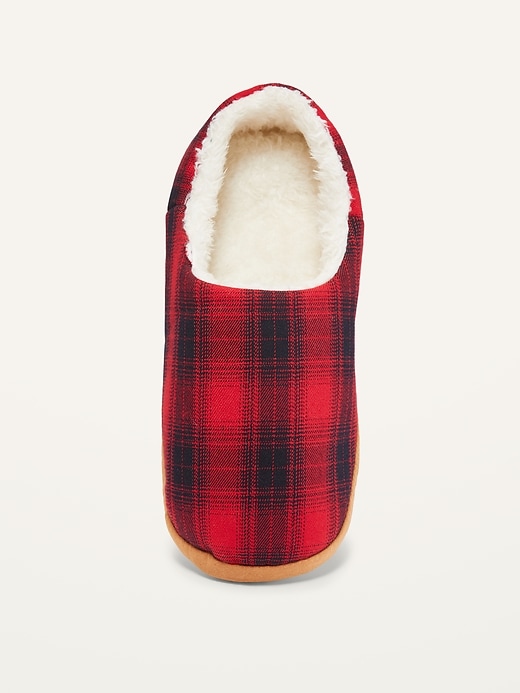 View large product image 2 of 2. Cozy Flannel Sherpa-Lined Gender-Neutral Slippers for Kids