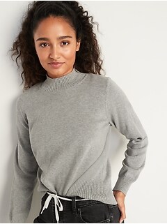 Mock-Neck Pullover Sweater for Women