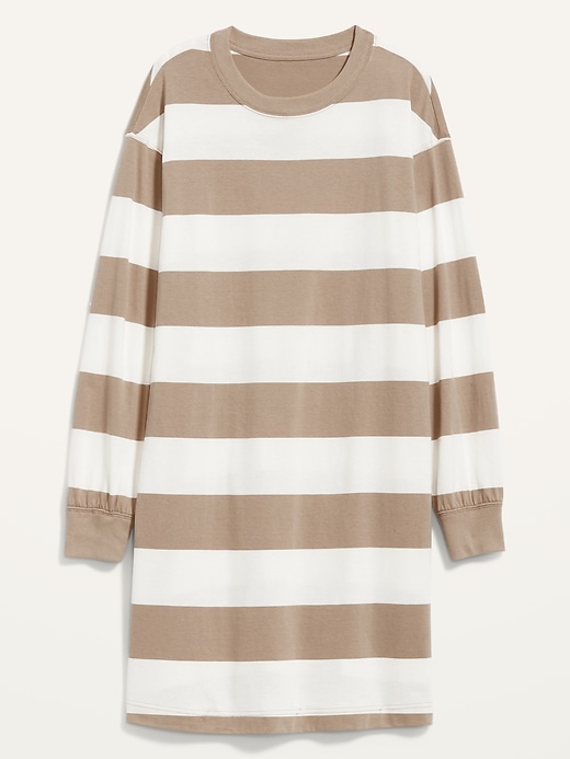 Image number 4 showing, Long-Sleeve Striped Mini T-Shirt Shift Dress for Women