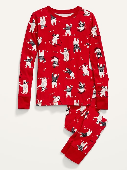 View large product image 1 of 2. Holiday Matching Graphic Gender-Neutral Snug-Fit Pajama Set for Kids