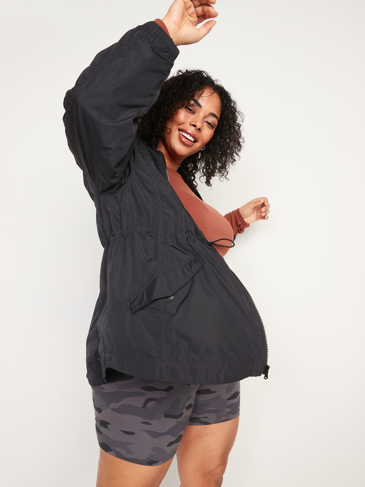 Plus size black hot sale anorak jacket