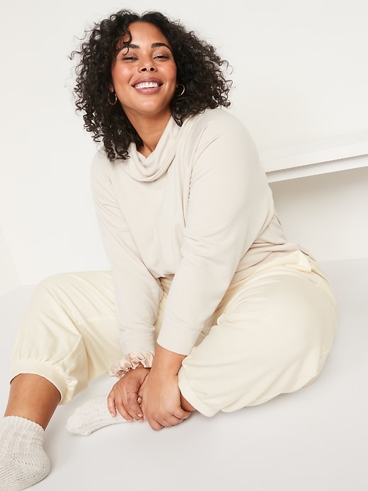 Image number 3 showing, High-Waisted Cozy-Knit Ankle Jogger Sweatpants