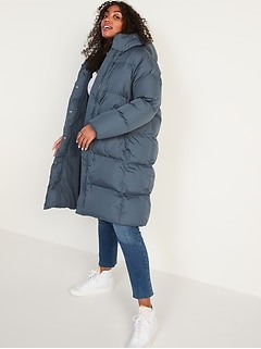 Cozy Down-Filled Long-Line Puffer Coat for Women