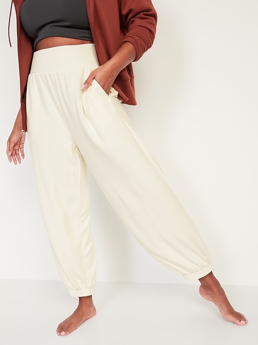Image number 1 showing, High-Waisted Cozy-Knit Ankle Jogger Sweatpants