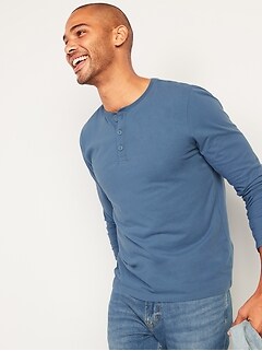Soft-Washed Long-Sleeve Henley T-Shirt for Men