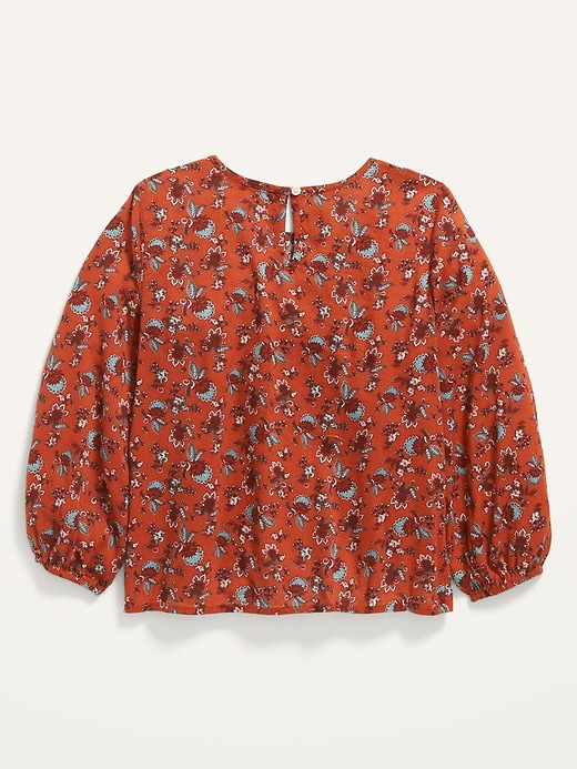 Long-Sleeve Ruffle Floral Top for Girls