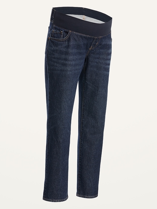 Image number 4 showing, Maternity Front Low Panel Slouchy Straight Cropped Jeans