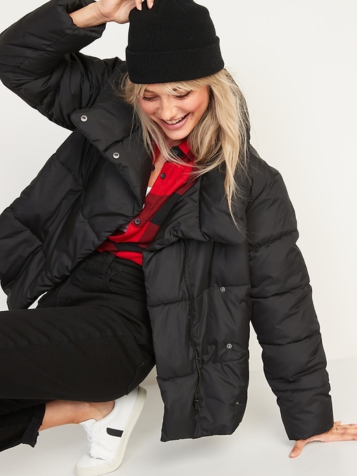 Image number 3 showing, Water-Resistant Double-Breasted Puffer Jacket for Women