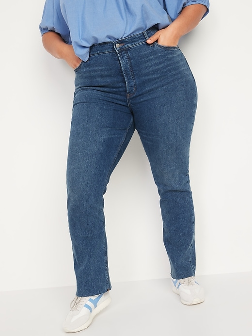 Image number 7 showing, Extra High-Waisted Button-Fly Kicker Boot-Cut Ripped Cut-Off Jeans for Women